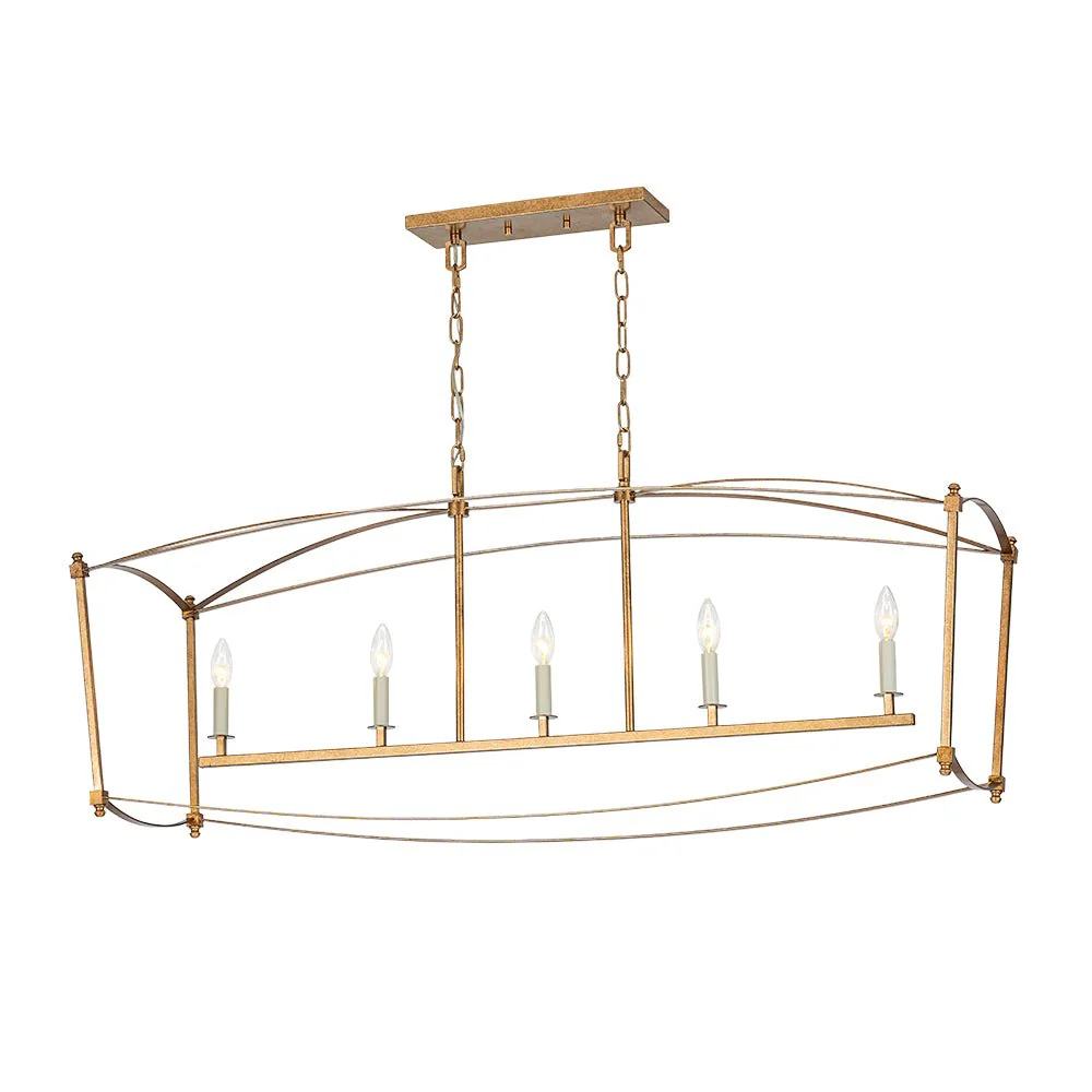 5-light French Antique Candle Wide Lantern Island Chandelier - Image 8