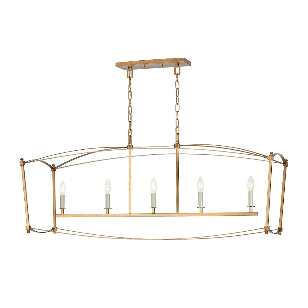 5-light French Antique Candle Wide Lantern Island Chandelier - Image 9