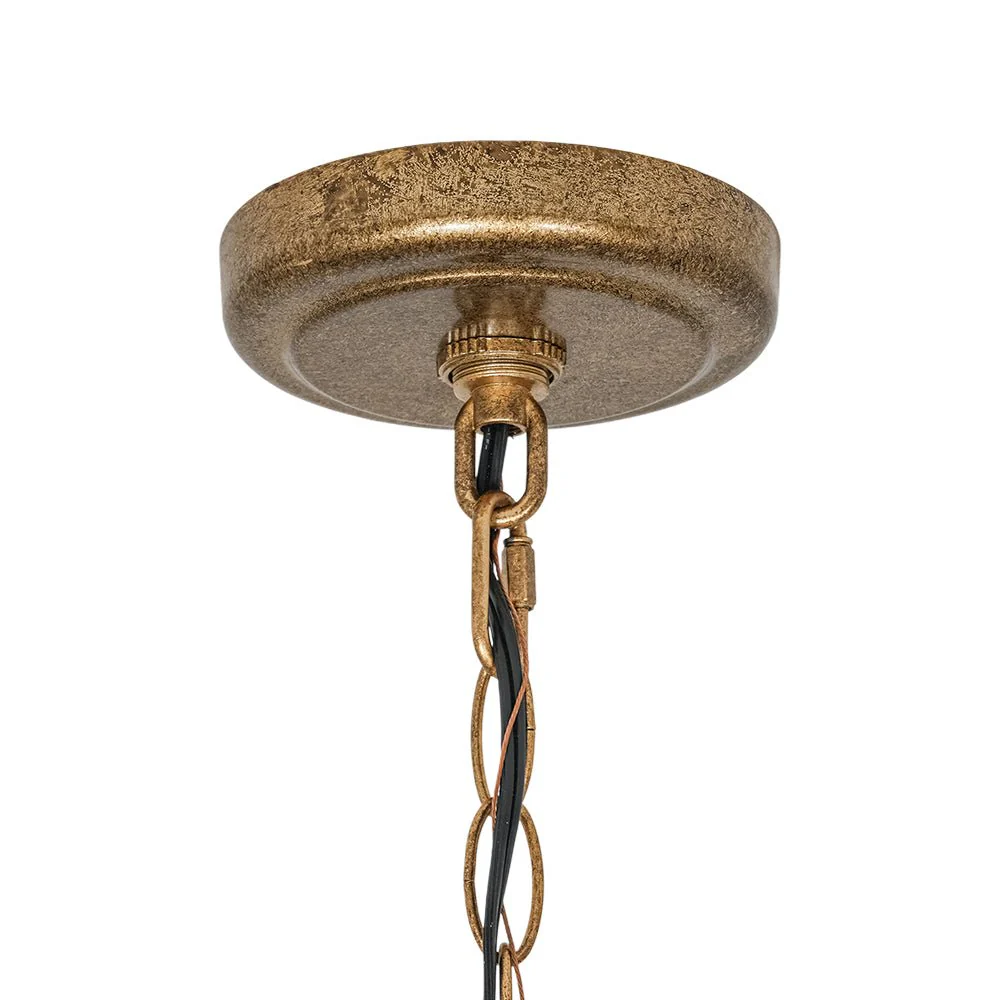 5-Light French Distressed Gold Candle Linear Island Chandelier - Image 10