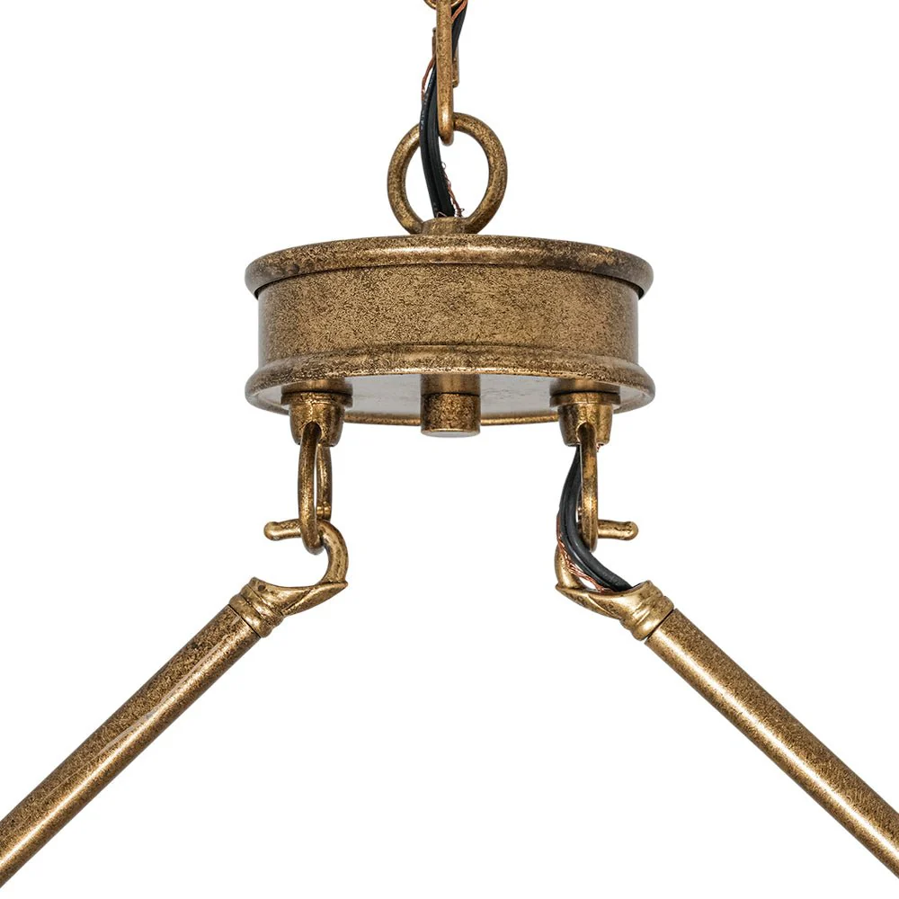 5-Light French Distressed Gold Candle Linear Island Chandelier - Image 11