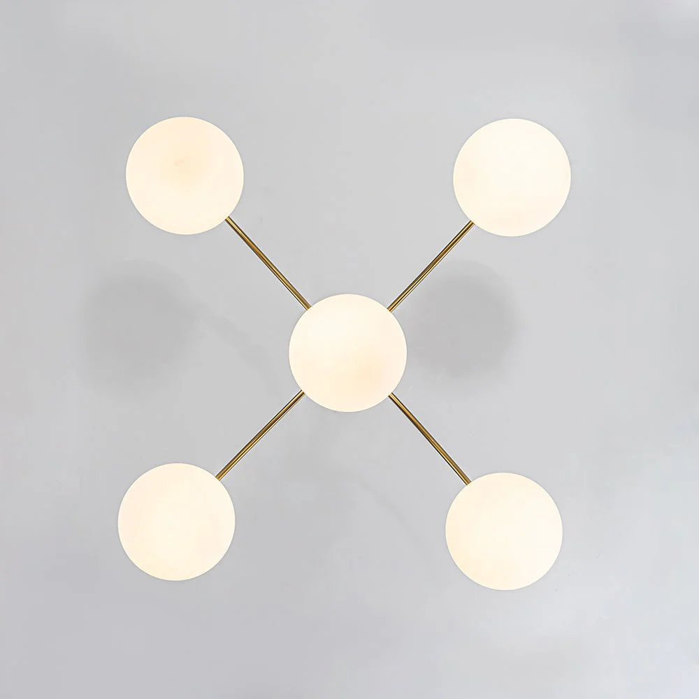 5-Light Goose Arm Opal Glass Globe Round Sputnik Chandelier - Image 12