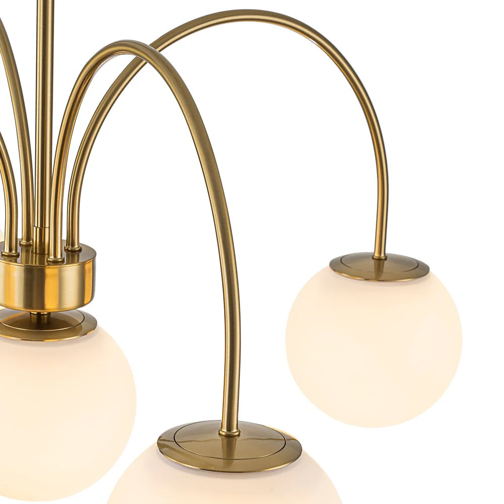 5-Light Goose Arm Opal Glass Globe Round Sputnik Chandelier - Image 15