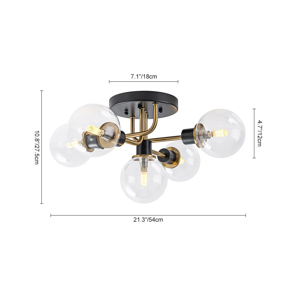 5-light Glass Globe Semi Flush Bubble Ceiling Light - Image 10