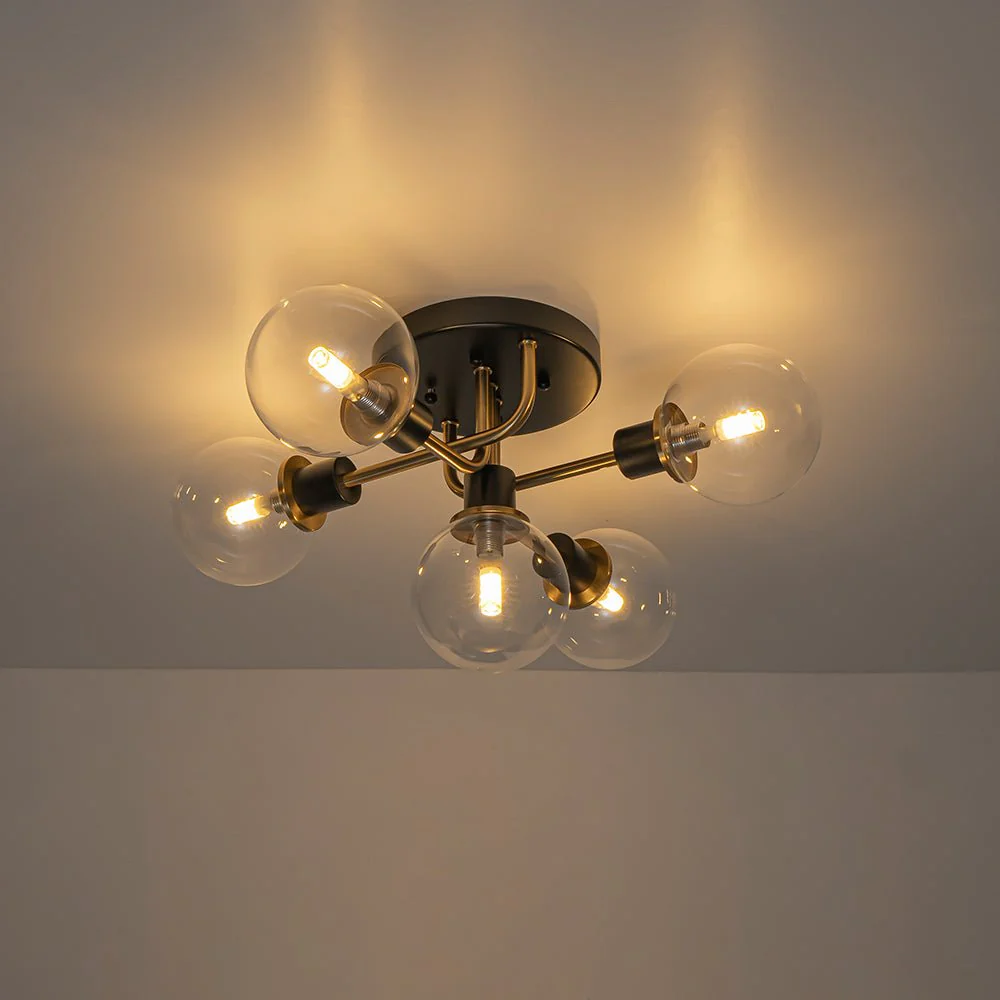 5-light Glass Globe Semi Flush Bubble Ceiling Light - Image 11