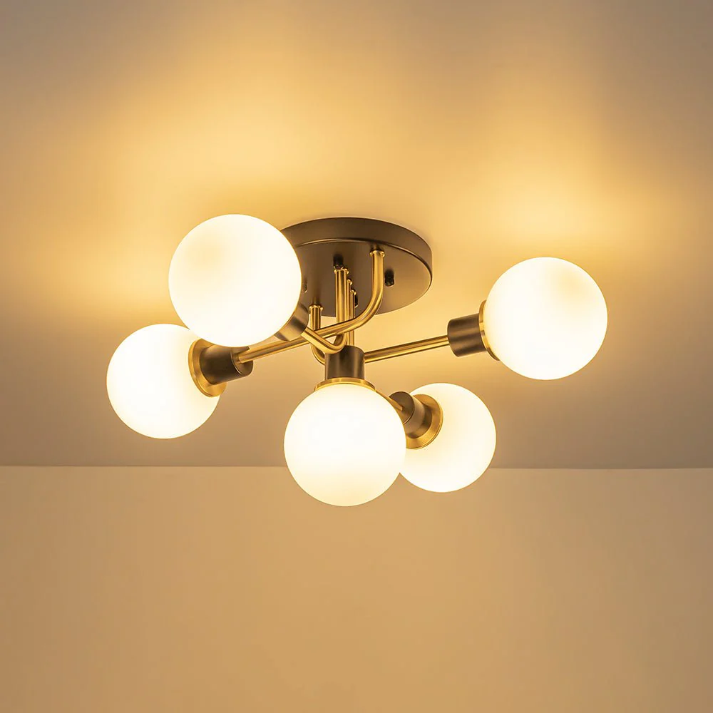 5-light Glass Globe Semi Flush Bubble Ceiling Light - Image 18