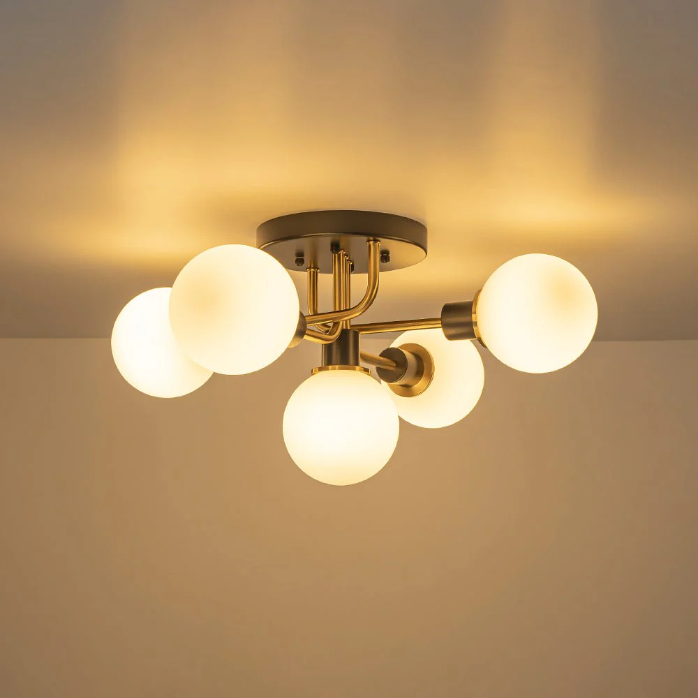 5-light Glass Globe Semi Flush Bubble Ceiling Light - Image 19