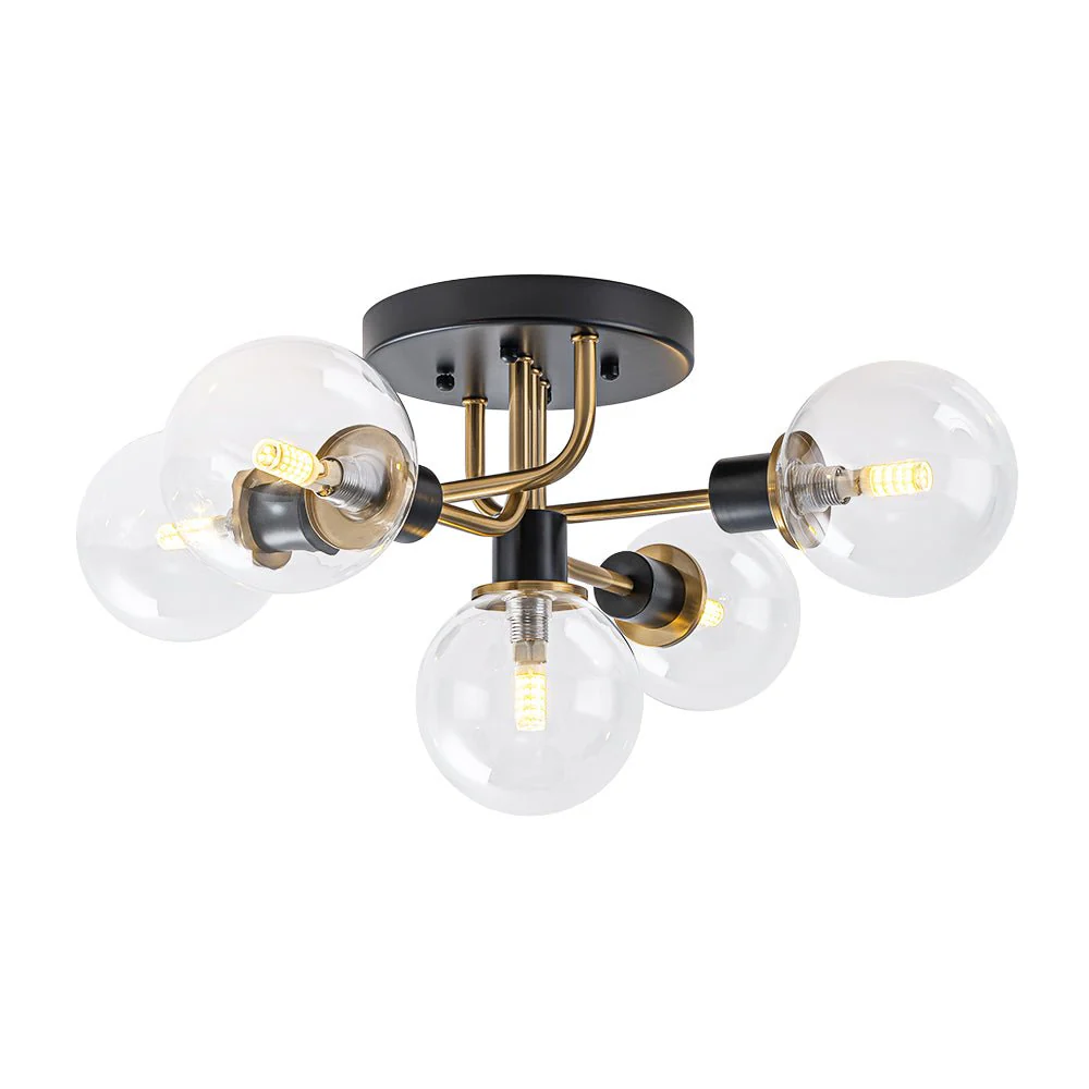 5-light Glass Globe Semi Flush Bubble Ceiling Light - Image 5
