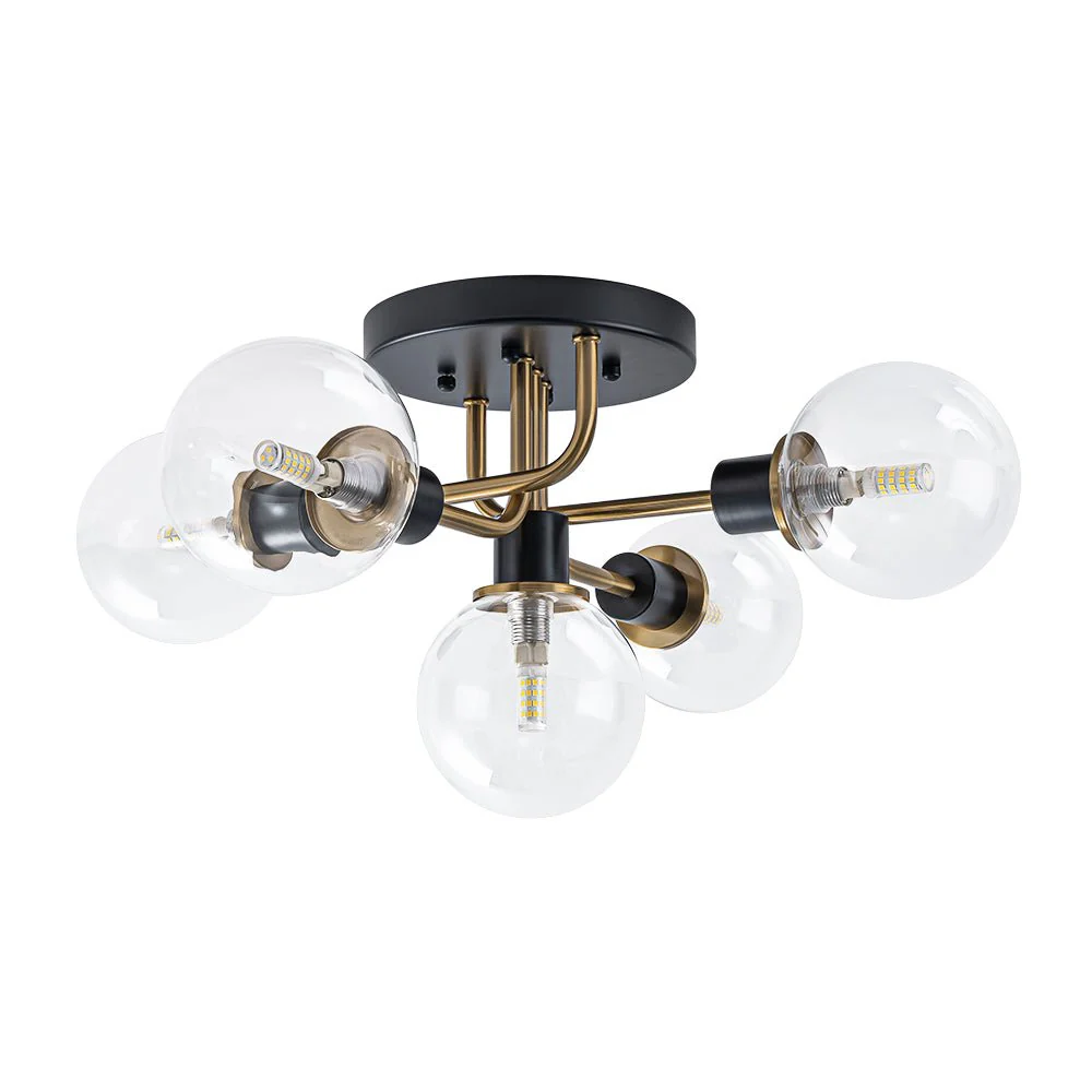 5-light Glass Globe Semi Flush Bubble Ceiling Light - Image 6