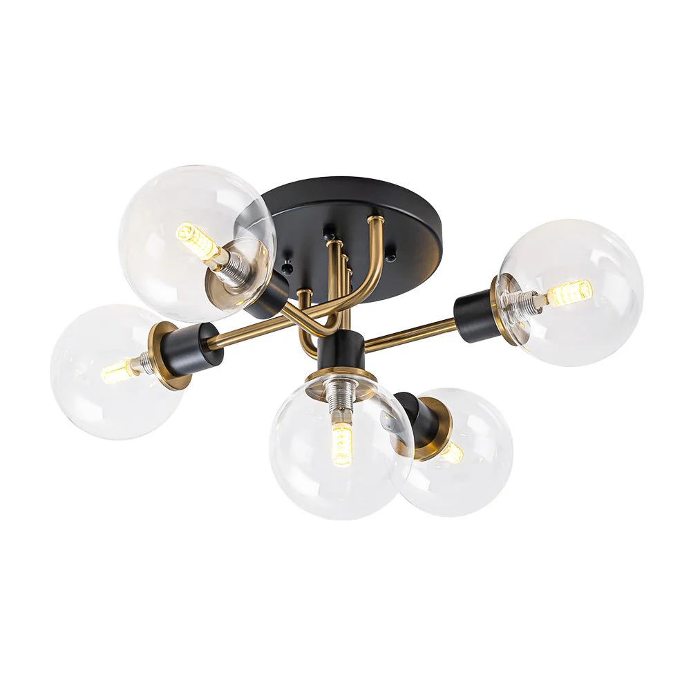 5-light Glass Globe Semi Flush Bubble Ceiling Light - Image 7
