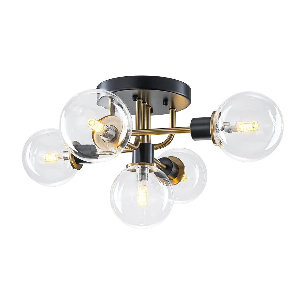 5-light Glass Globe Semi Flush Bubble Ceiling Light - Image 8