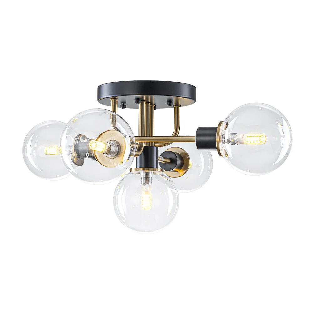 5-light Glass Globe Semi Flush Bubble Ceiling Light - Image 9