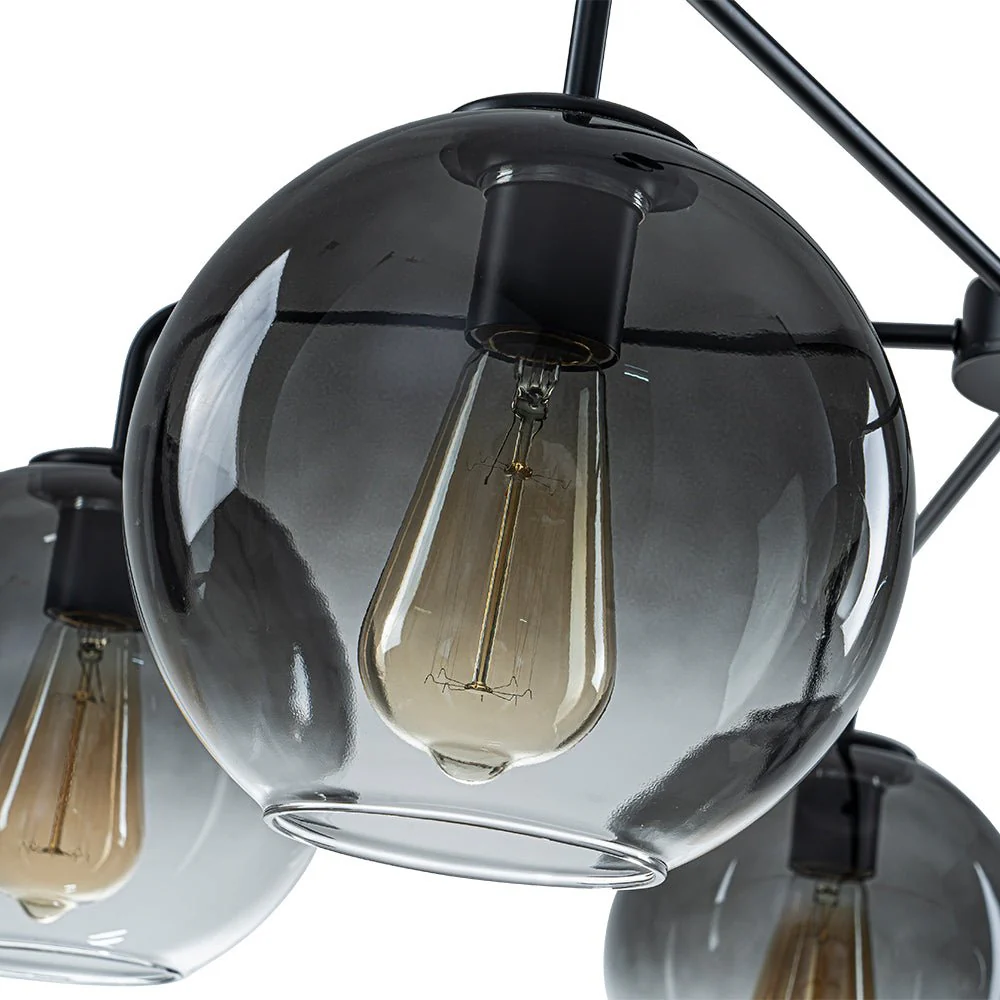 5-Light Smoked Grey Tinted Glass Globe Round Sputnik Chandelier - Image 12