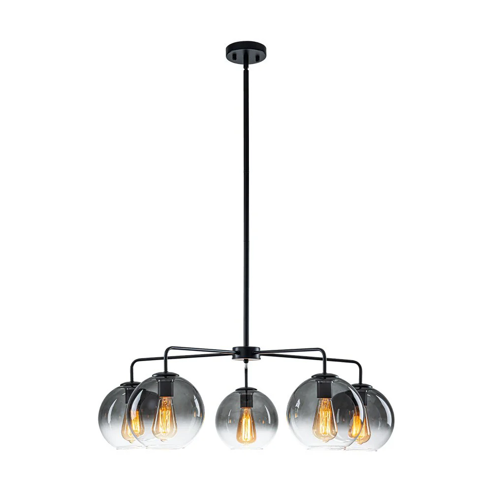 5-Light Smoked Grey Tinted Glass Globe Round Sputnik Chandelier - Image 7