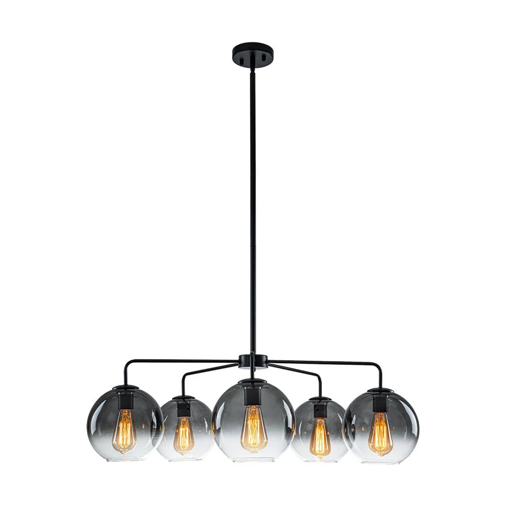 5-Light Smoked Grey Tinted Glass Globe Round Sputnik Chandelier - Image 8