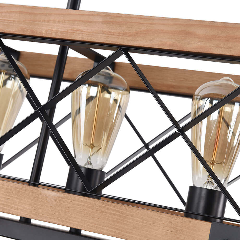5-Light Wood Box Rectangle Chandelier Modern Farmhouse - Image 9