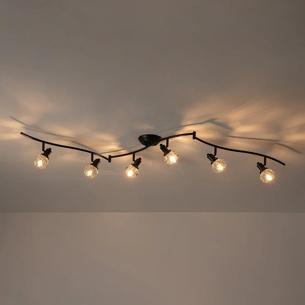 6-Light Adjustable Crystal Spotlight Island Linear Track Light - Image 12
