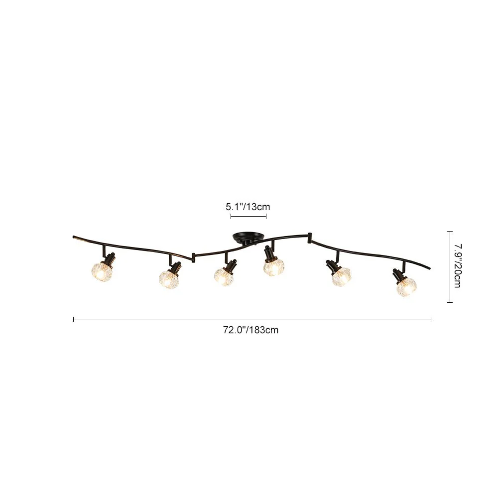 6-Light Adjustable Crystal Spotlight Island Linear Track Light - Image 15
