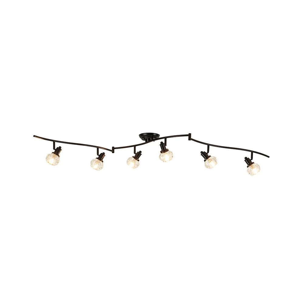 6-Light Adjustable Crystal Spotlight Island Linear Track Light - Image 3