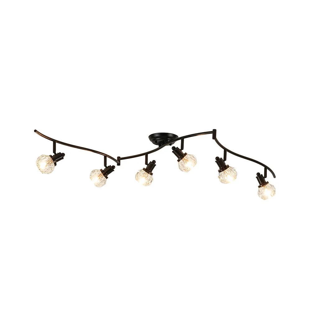 6-Light Adjustable Crystal Spotlight Island Linear Track Light - Image 5