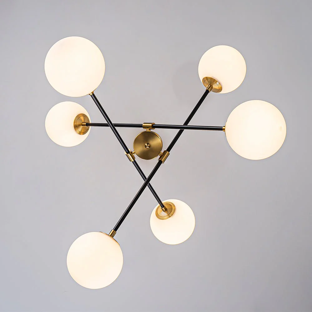 6-Light Adjustable Frosted Glass Globe Sputnik Chandelier - Image 11
