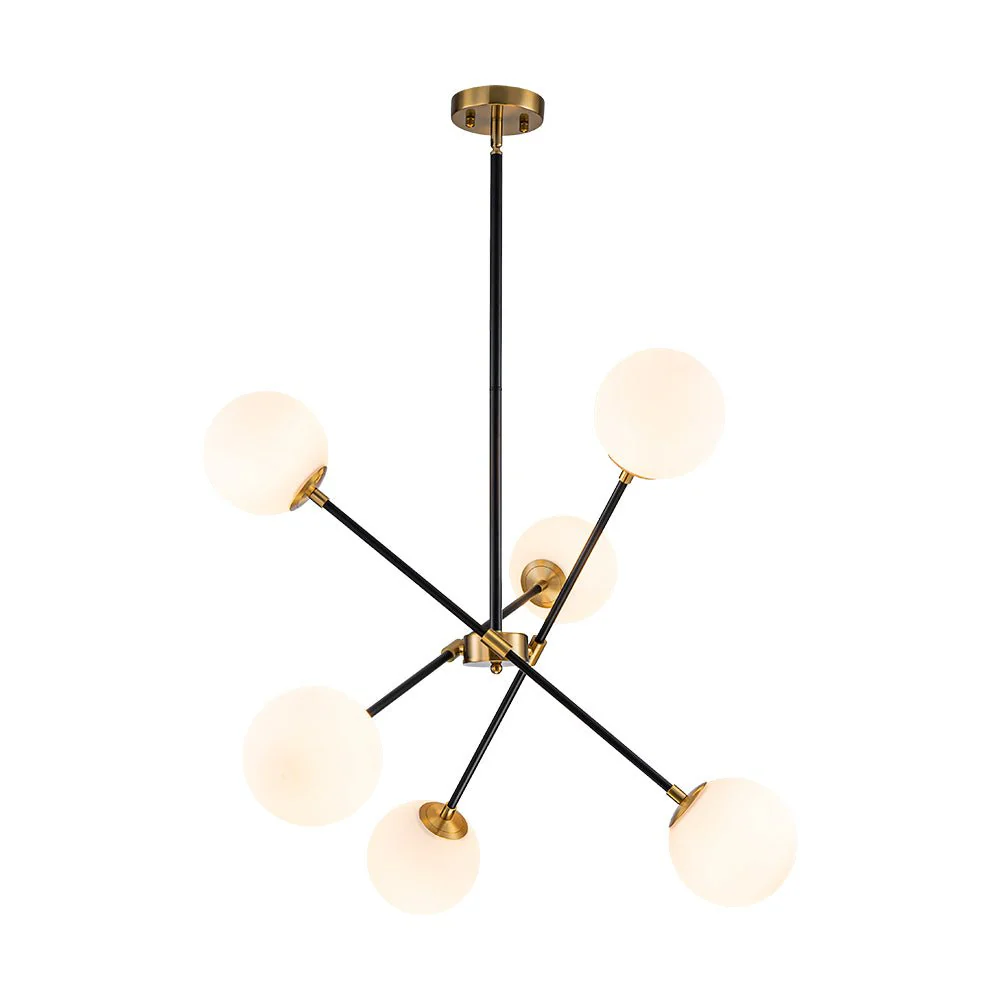 6-Light Adjustable Frosted Glass Globe Sputnik Chandelier - Image 3