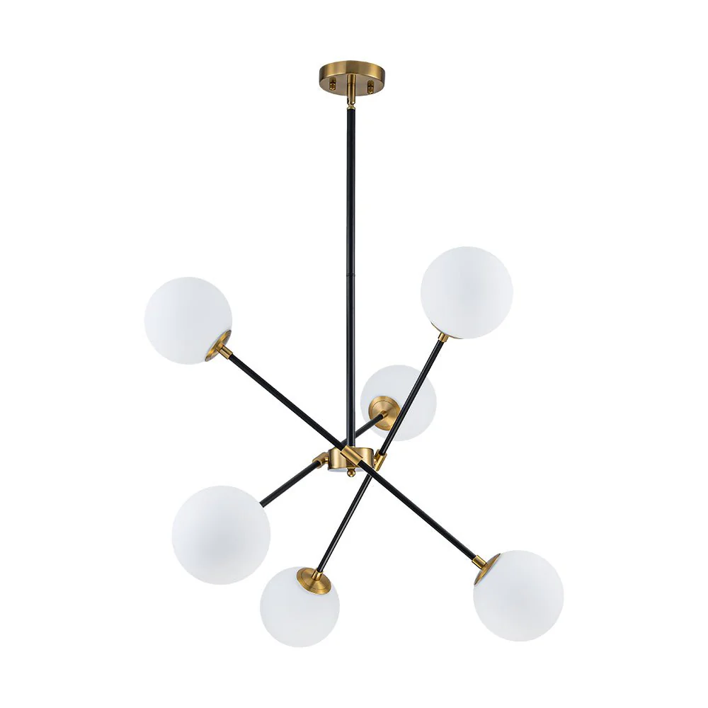 6-Light Adjustable Frosted Glass Globe Sputnik Chandelier - Image 4