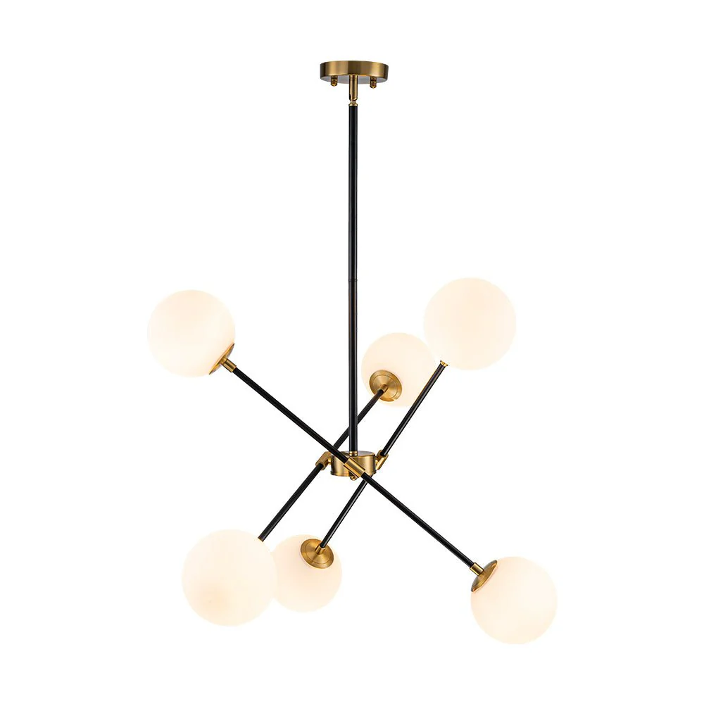6-Light Adjustable Frosted Glass Globe Sputnik Chandelier - Image 5