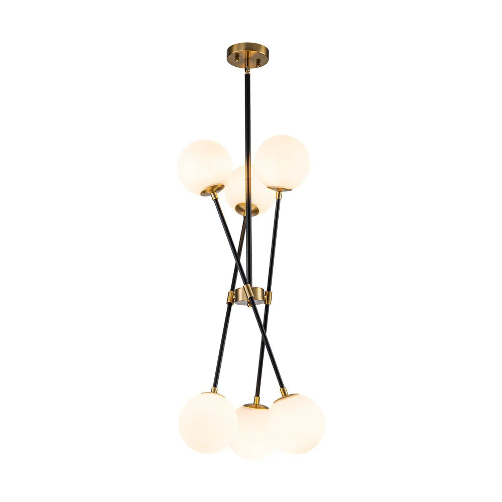 6-Light Adjustable Frosted Glass Globe Sputnik Chandelier - Image 7