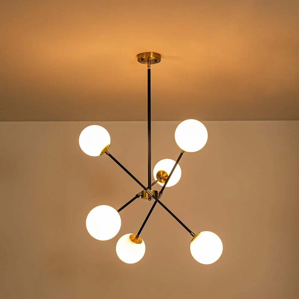 6-Light Adjustable Frosted Glass Globe Sputnik Chandelier - Image 8