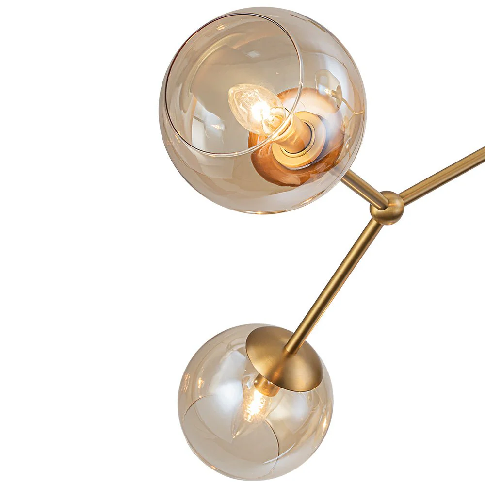 6-Light Amber Glass Globe Branch Sputnik Chandelier - Image 13