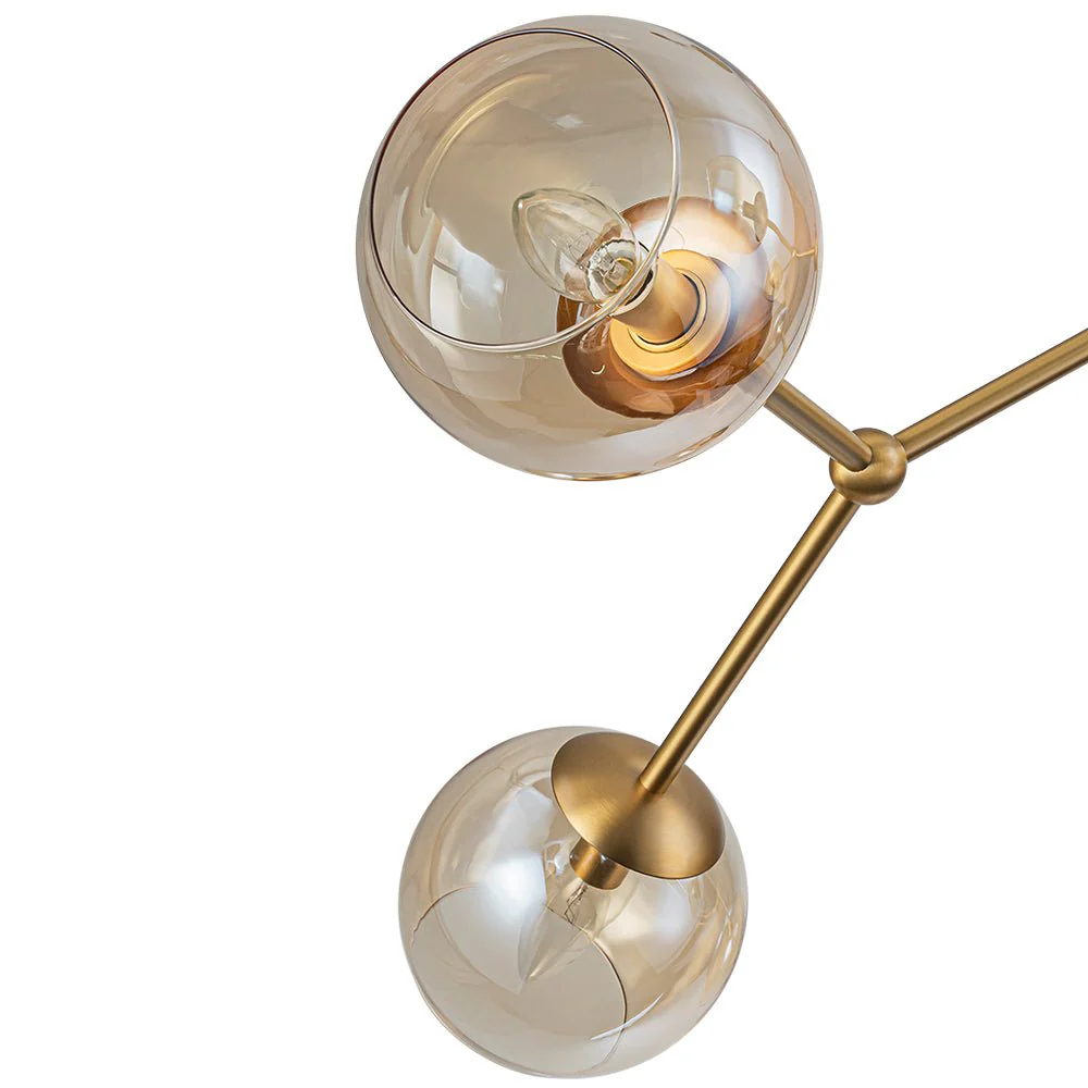 6-Light Amber Glass Globe Branch Sputnik Chandelier - Image 14