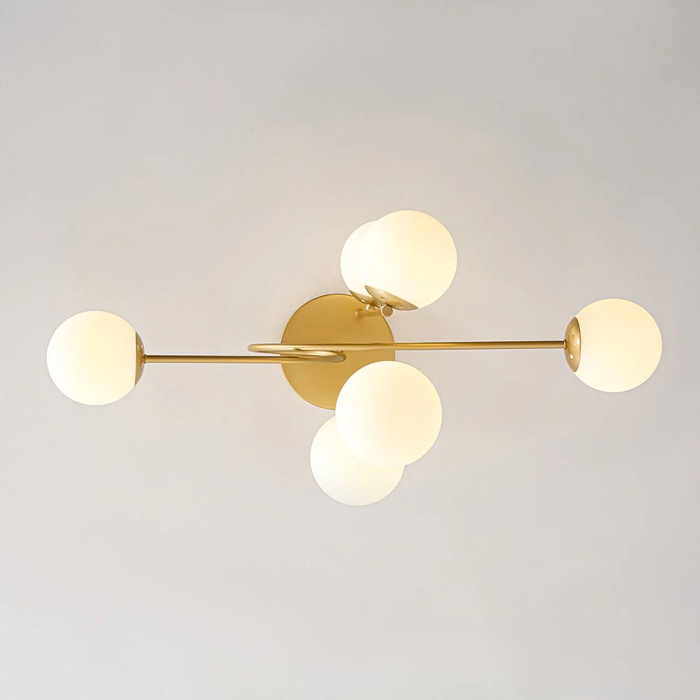 6‑Light Arch Opal Glass Globe Bubble Semi Flush Chandelier - Image 15