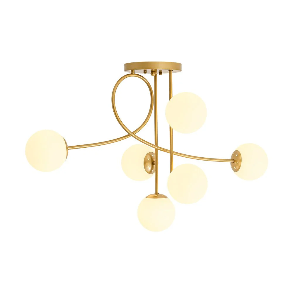 6‑Light Arch Opal Glass Globe Bubble Semi Flush Chandelier - Image 3