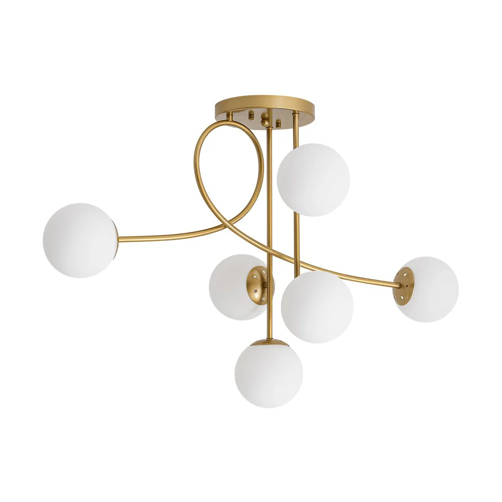 6‑Light Arch Opal Glass Globe Bubble Semi Flush Chandelier - Image 4