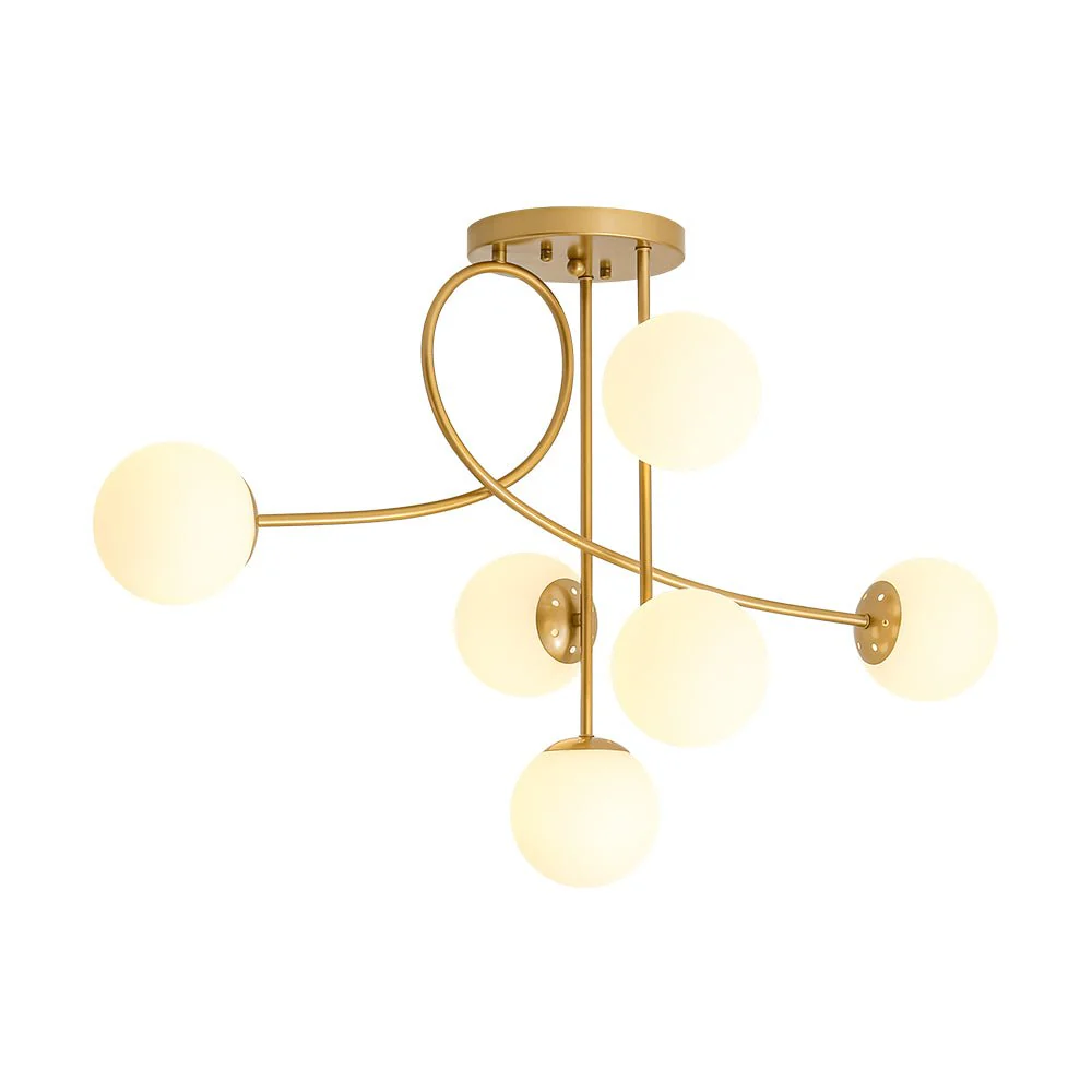 6‑Light Arch Opal Glass Globe Bubble Semi Flush Chandelier - Image 5