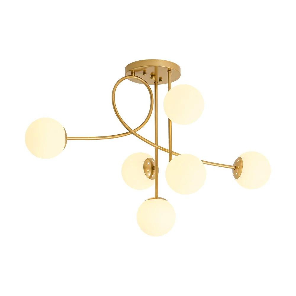 6‑Light Arch Opal Glass Globe Bubble Semi Flush Chandelier - Image 6