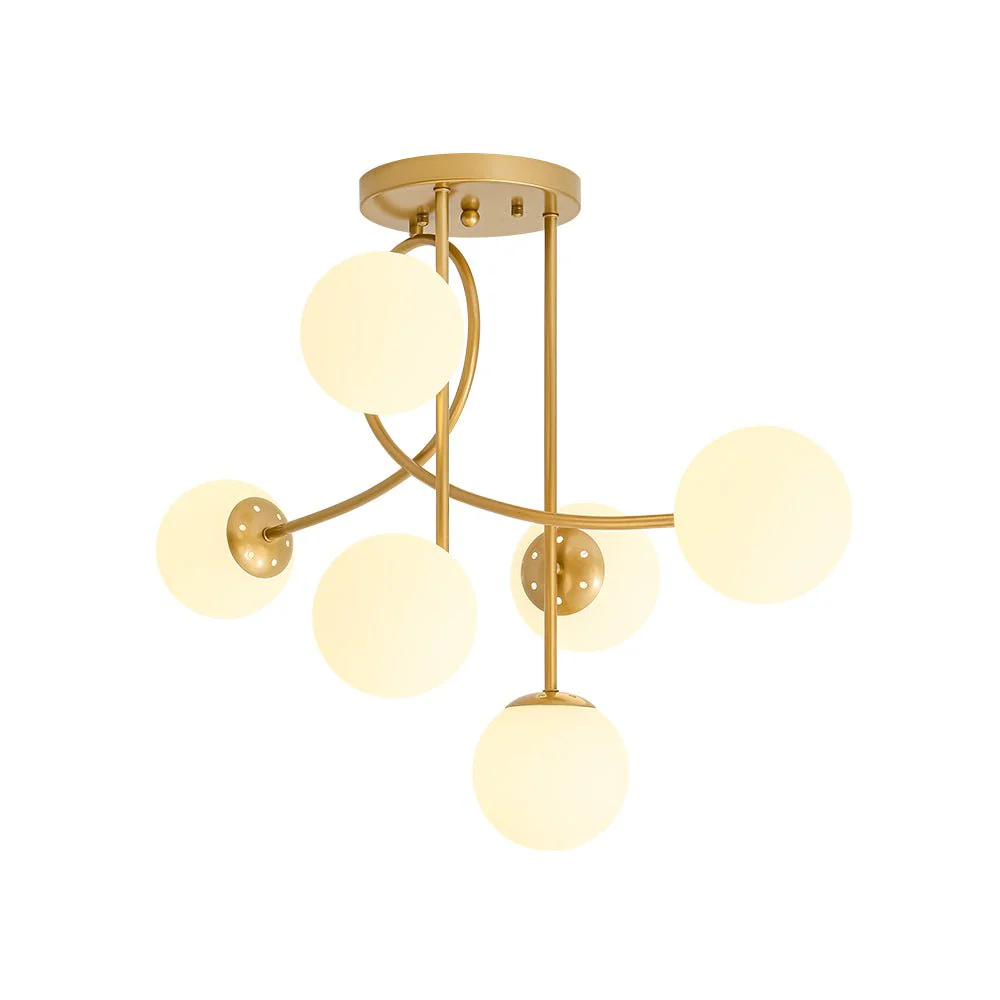 6‑Light Arch Opal Glass Globe Bubble Semi Flush Chandelier - Image 7