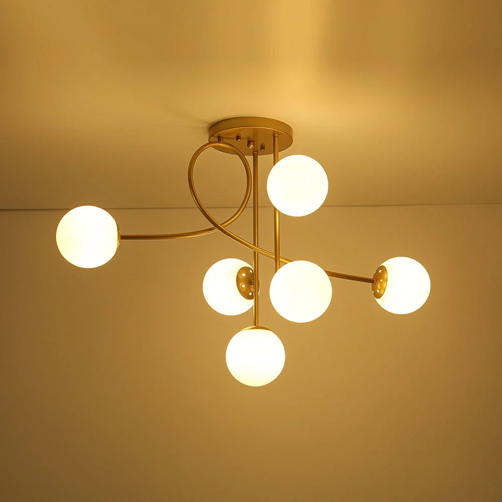 6‑Light Arch Opal Glass Globe Bubble Semi Flush Chandelier - Image 9