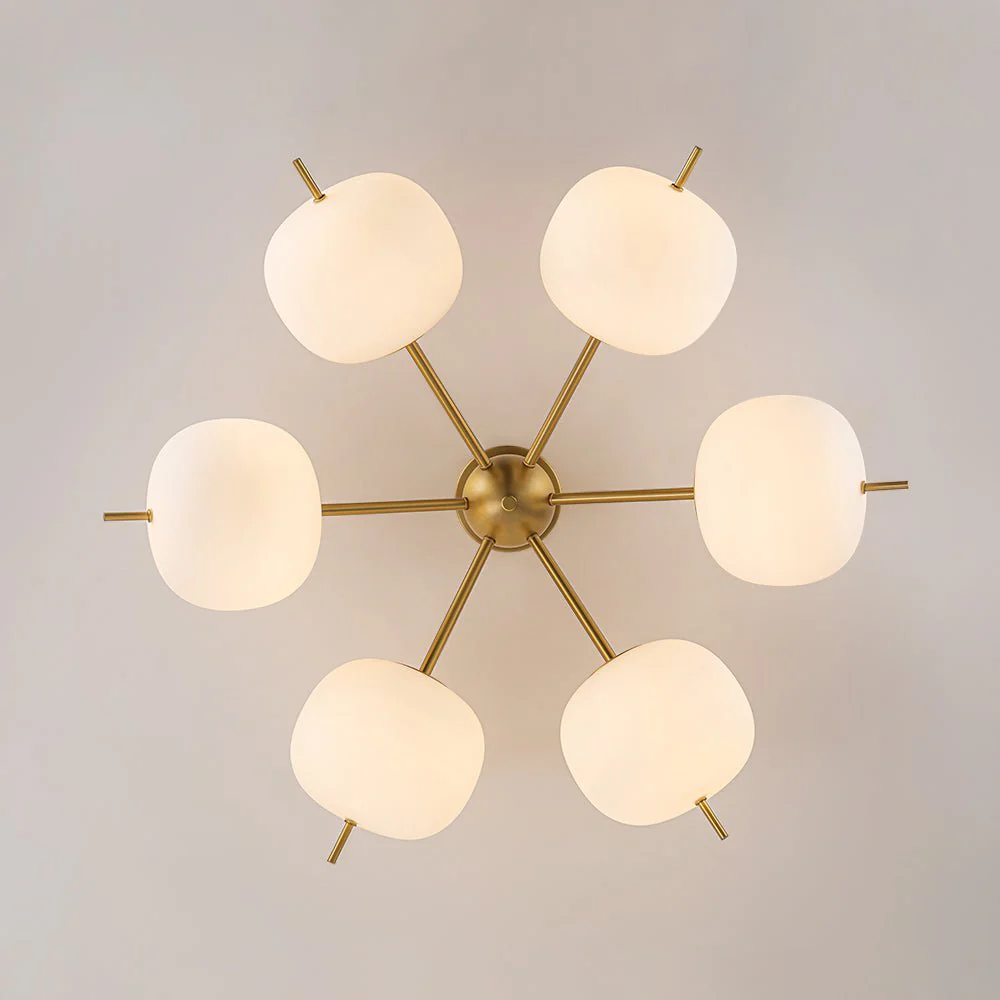 6-Light Bloom Opal Glass Globe Round Sputnik Semi Flush Mount - Image 10