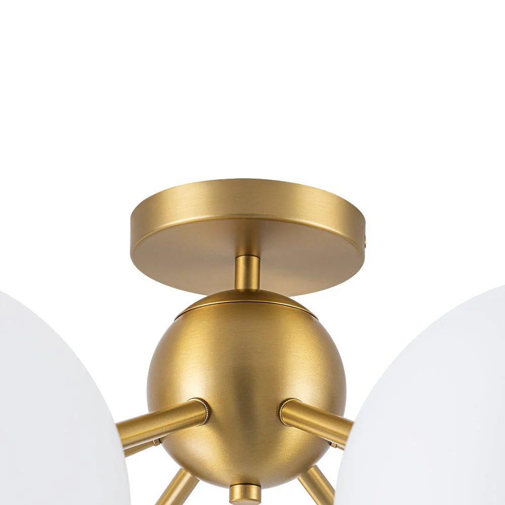 6-Light Bloom Opal Glass Globe Round Sputnik Semi Flush Mount - Image 14