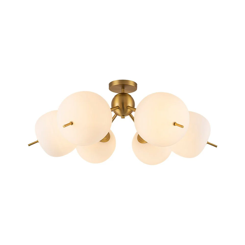 6-Light Bloom Opal Glass Globe Round Sputnik Semi Flush Mount - Image 4