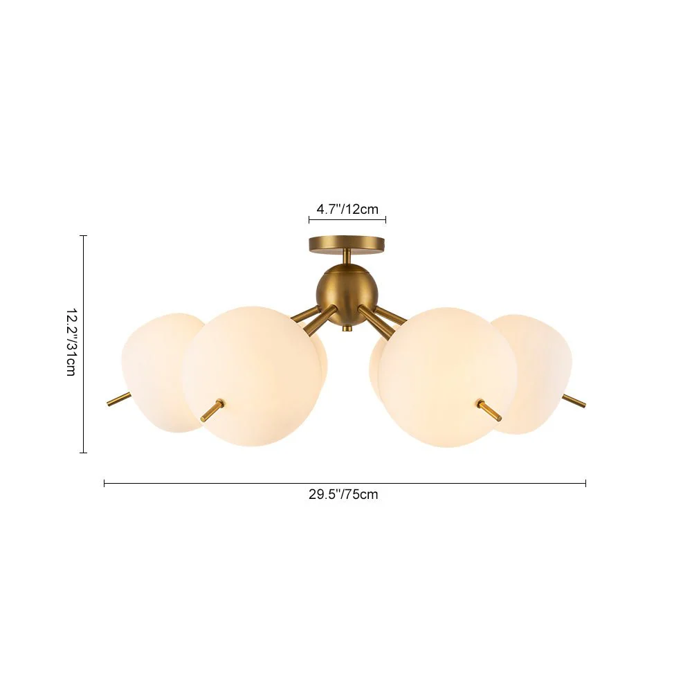 6-Light Bloom Opal Glass Globe Round Sputnik Semi Flush Mount - Image 5