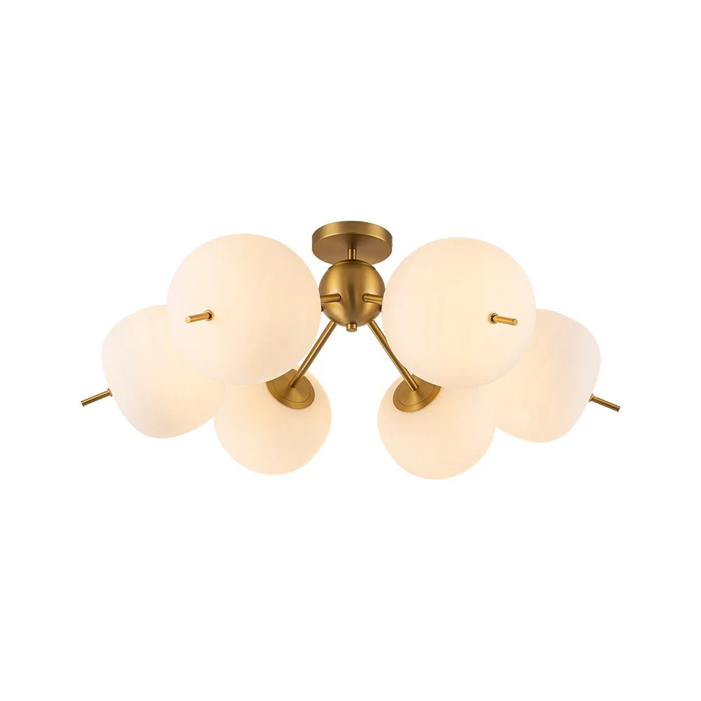 6-Light Bloom Opal Glass Globe Round Sputnik Semi Flush Mount - Image 6