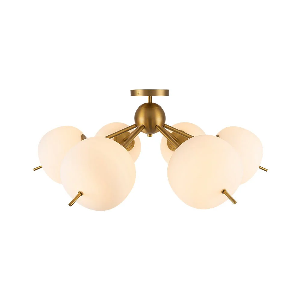 6-Light Bloom Opal Glass Globe Round Sputnik Semi Flush Mount - Image 7