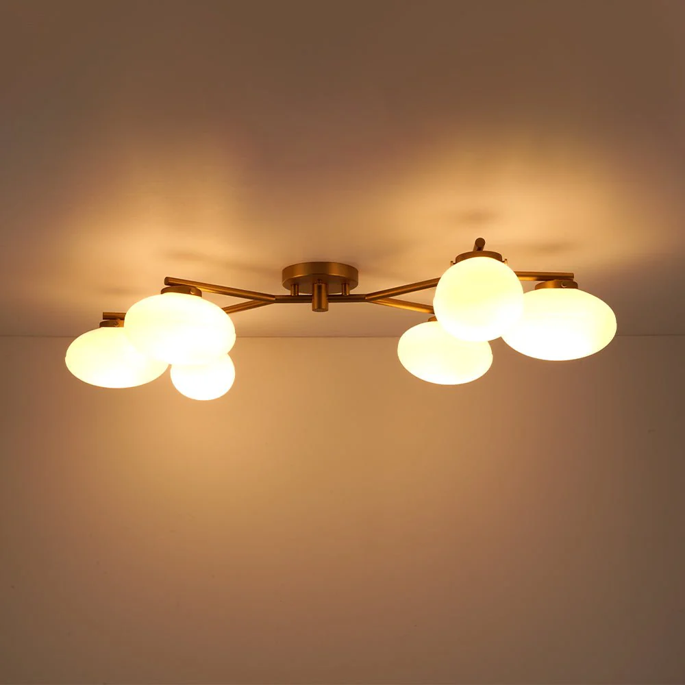 6-Light Branch Frosted Glass Egg Semi Flush Chandelier - Image 11