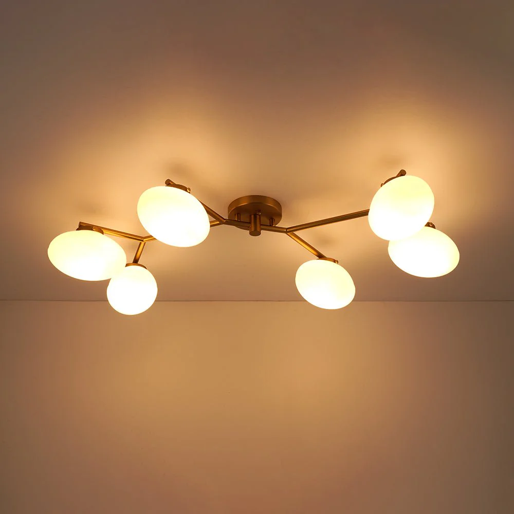 6-Light Branch Frosted Glass Egg Semi Flush Chandelier - Image 12