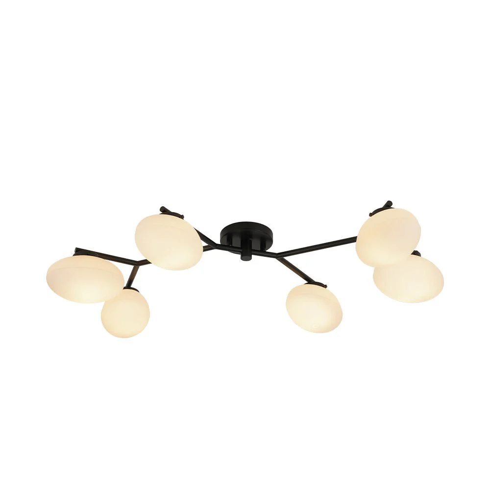 6-Light Branch Frosted Glass Egg Semi Flush Chandelier - Image 13