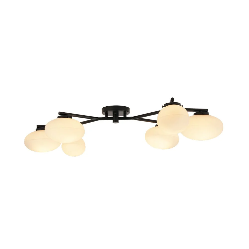 6-Light Branch Frosted Glass Egg Semi Flush Chandelier - Image 14