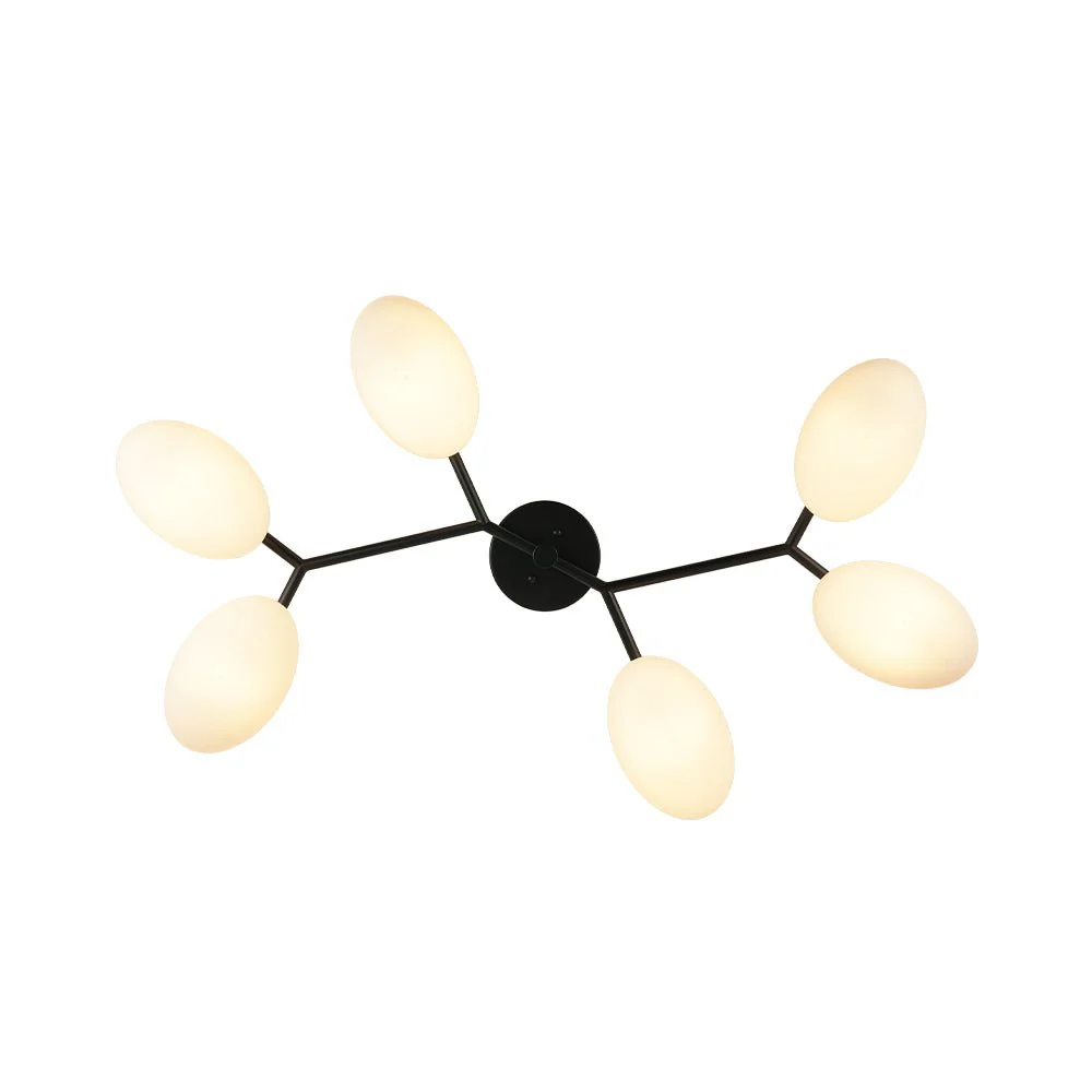 6-Light Branch Frosted Glass Egg Semi Flush Chandelier - Image 15