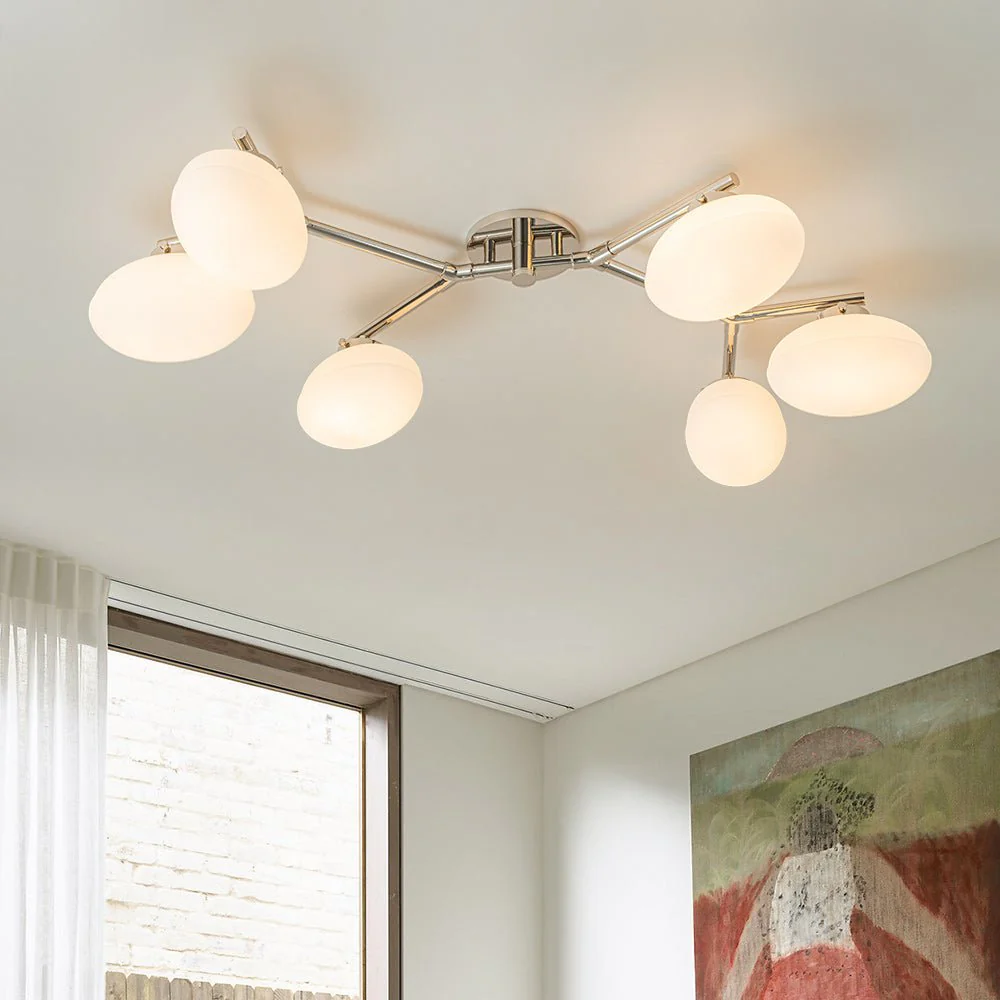 6-Light Branch Frosted Glass Egg Semi Flush Chandelier - Image 20